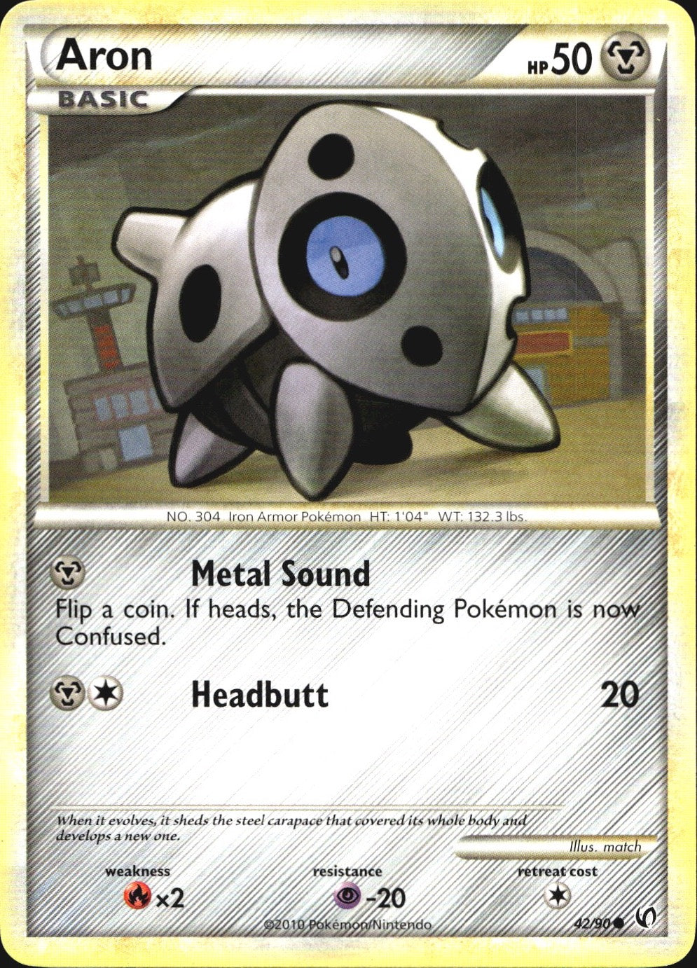 Aron 42/90 Common HGSS Undaunted Pokemon Near Mint