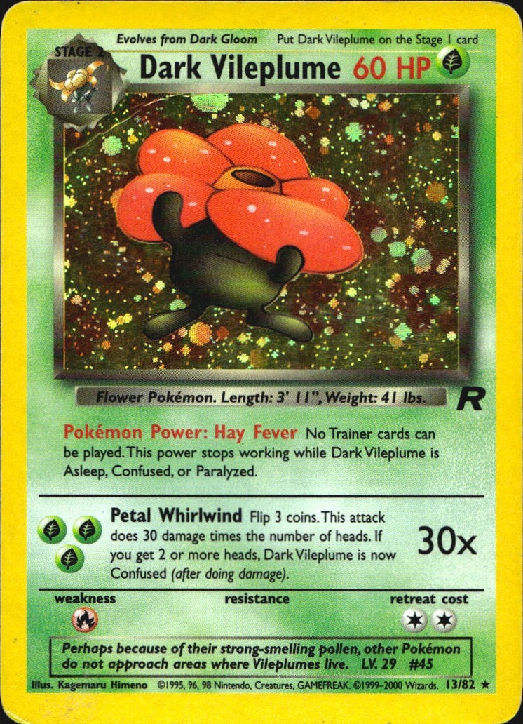 Dark Vileplume 13/82 Holo Rare Team Rocket Pokemon Heavily Played