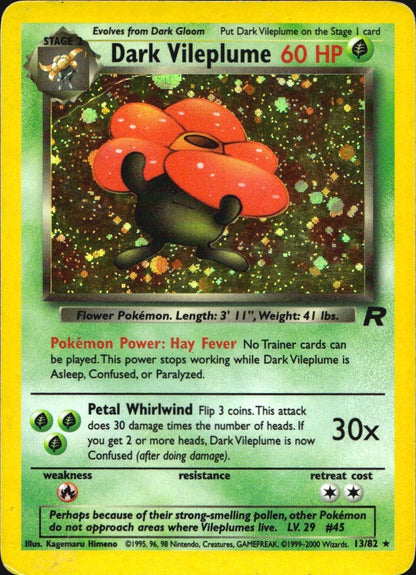 Dark Vileplume 13/82 Holo Rare Team Rocket Pokemon Heavily Played