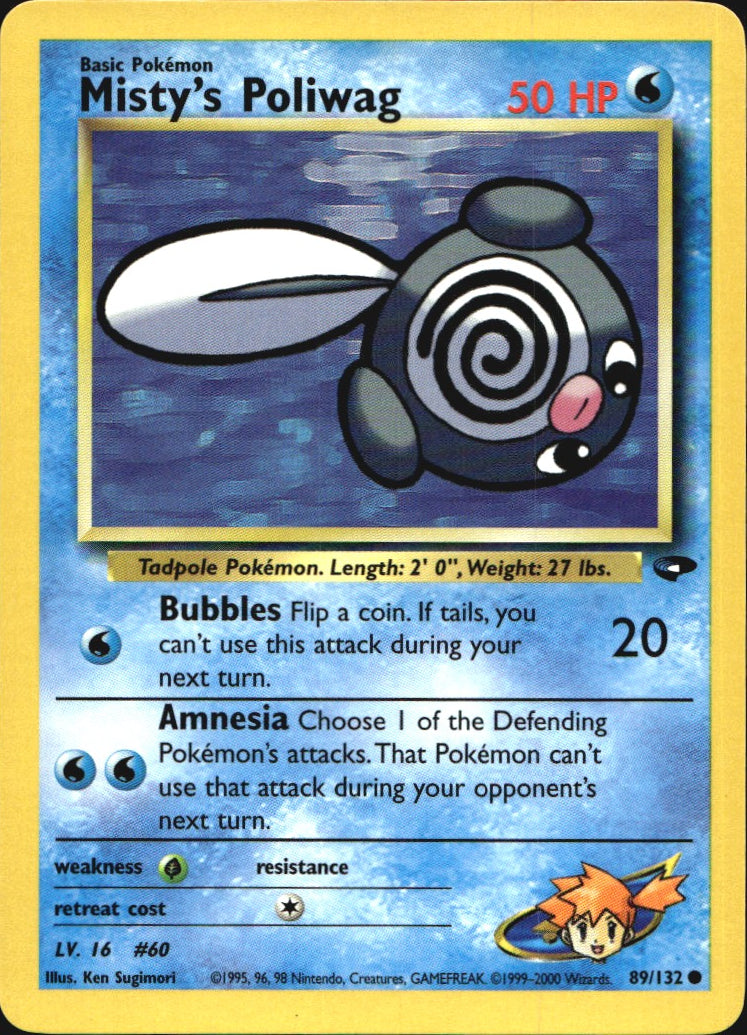 Misty's Poliwag 89/132 Common Gym Challenge Pokemon Near Mint