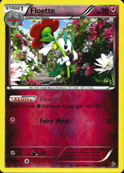 Floette 64/106 Rare Flashfire Pokemon Reverse Holo Near Mint
