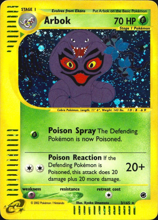 Arbok 3/165 Holo Rare Expedition Base Set Pokemon Near Mint