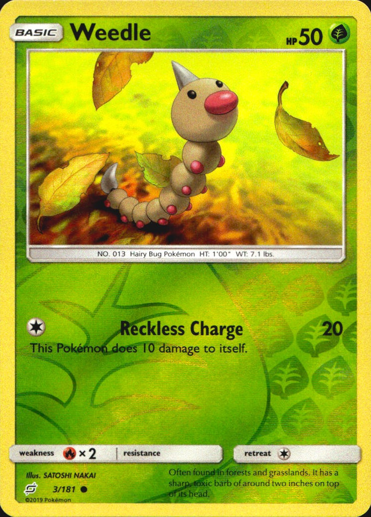 Weedle 3/181 Common Team Up Pokemon Reverse Holo Near Mint