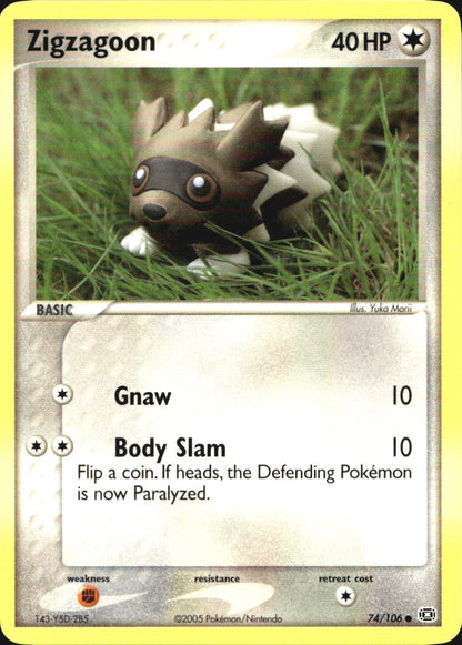 Zigzagoon 74/106 Common Emerald Pokemon Near Mint