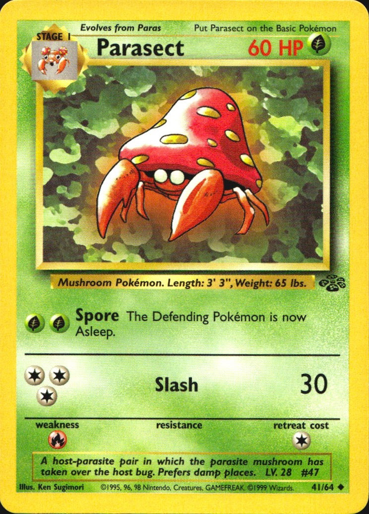 Parasect 41/64 Uncommon Jungle Pokemon Near Mint