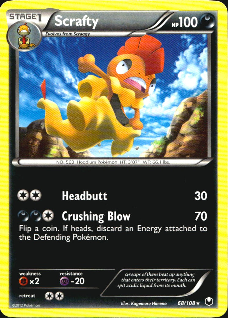 Scrafty 68/108 Rare Dark Explorers Pokemon Near Mint