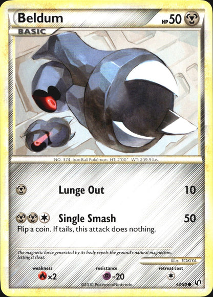 Beldum 43/90 Common HGSS Undaunted Pokemon Near Mint