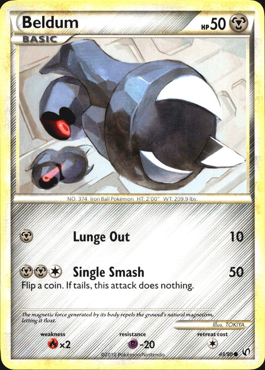 Beldum 43/90 Common HGSS Undaunted Pokemon Near Mint