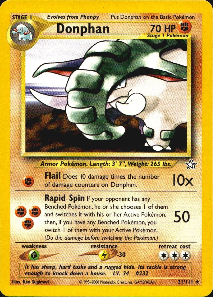Donphan 21/111 Rare Neo Genesis Pokemon Near Mint