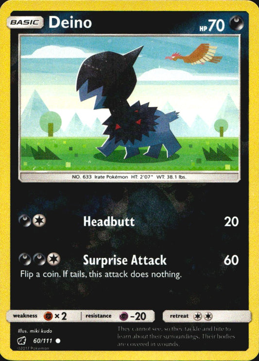 Deino 60/111 Common Crimson Invasion Pokemon Reverse Holo Near Mint