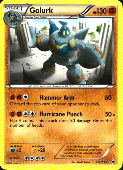 Golurk 72/101 Rare Noble Victories Pokemon Near Mint