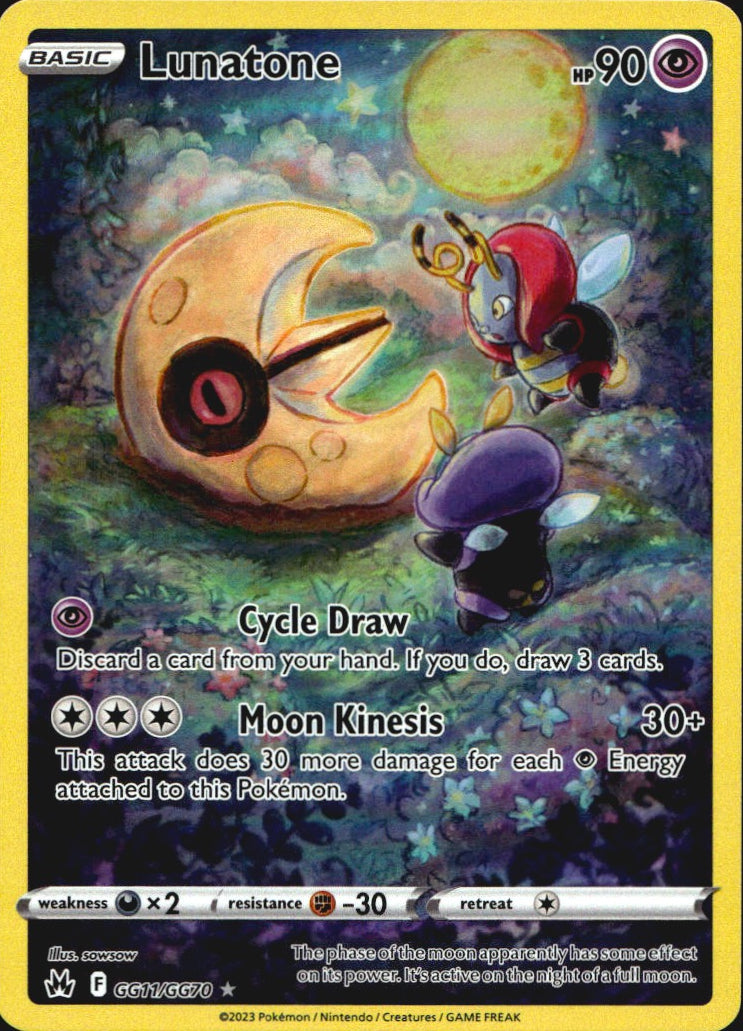 Lunatone GG11/GG70 Holo Crown Zenith Galarian Gallery Pokemon NM