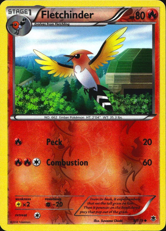 Fletchinder 9/119 Uncommon Phantom Forces Pokemon Reverse Holo Near Mint
