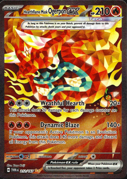 Hearthflame Mask Ogerpon ex 212/167 Twilight Masquerade Pokemon NM