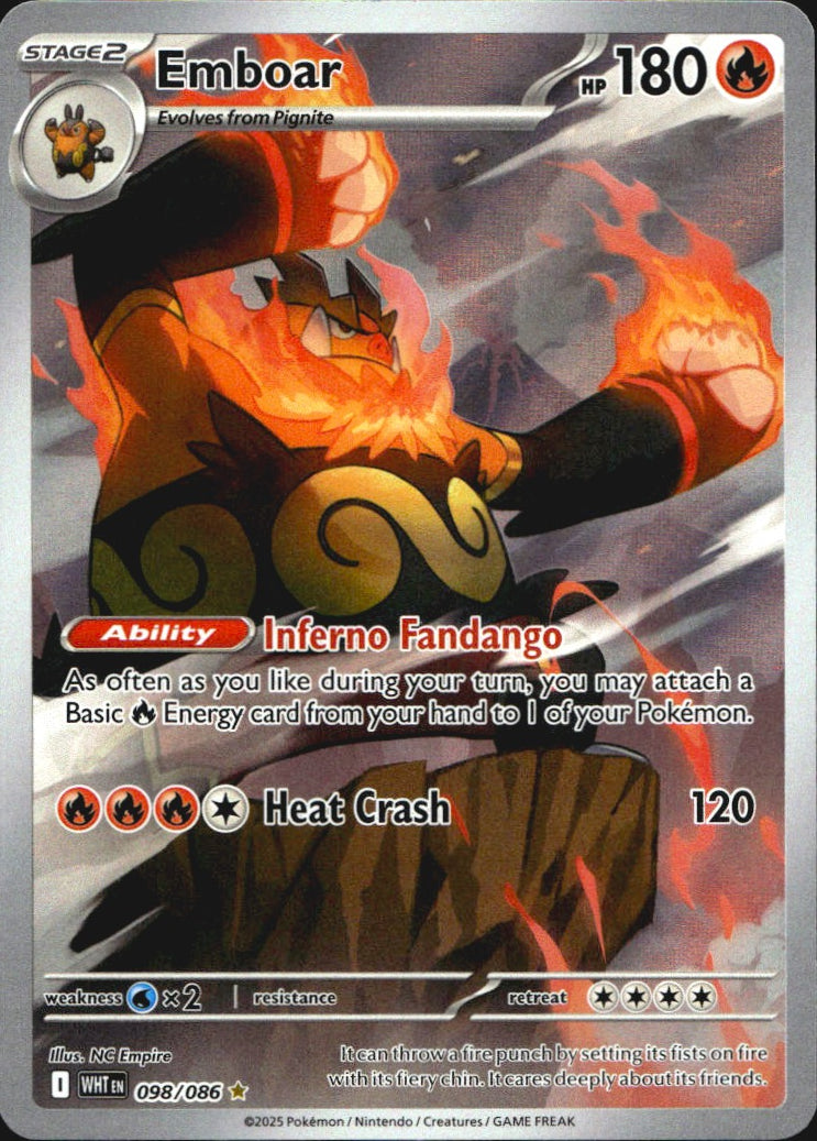 Emboar 098/086 Illustration Rare White Flare Pokemon Near Mint