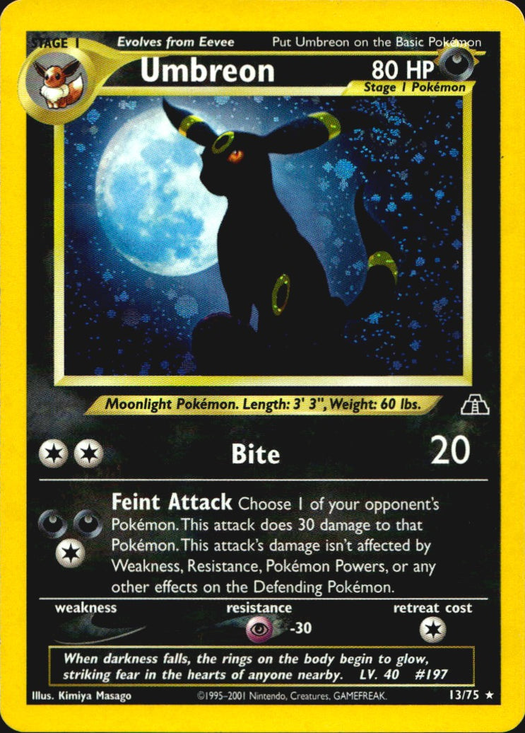 Umbreon 13/75 Holo Rare Neo Discovery Pokemon Near Mint
