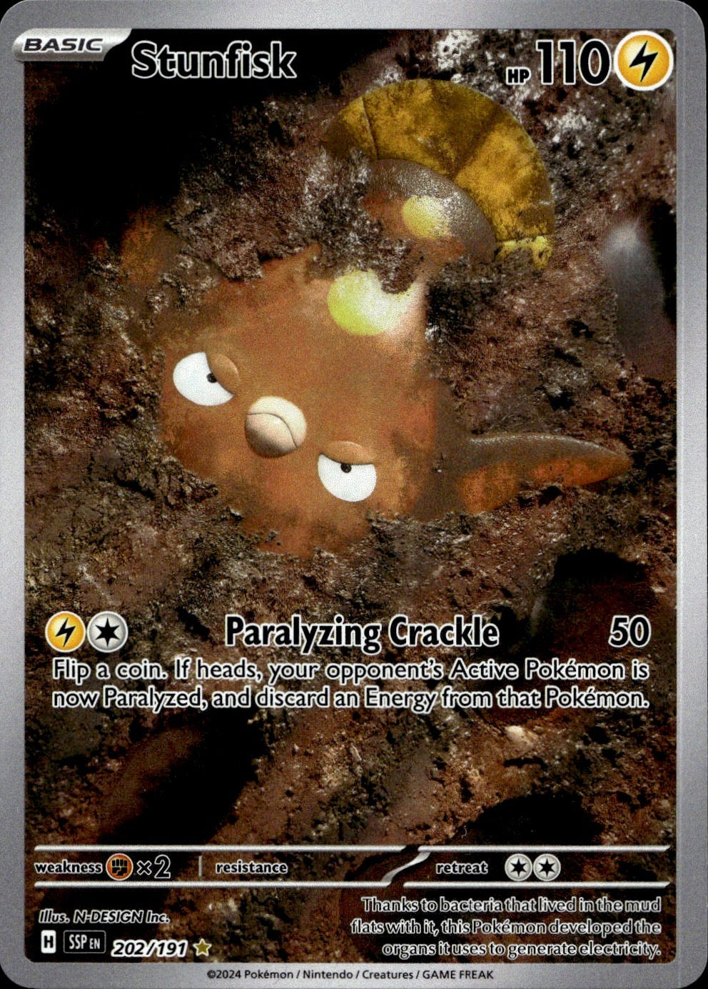 Stunfisk 202/191 Illustration Rare Surging Sparks Pokemon Near Mint