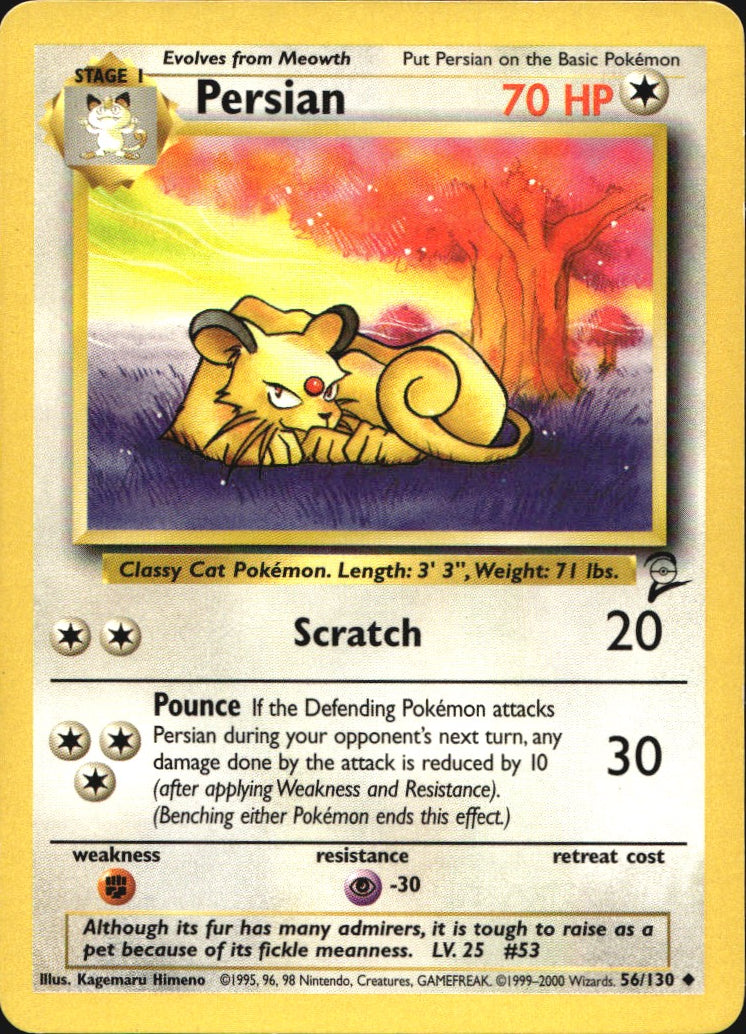 Persian 56/130 Uncommon Base Set 2 Pokemon Near Mint