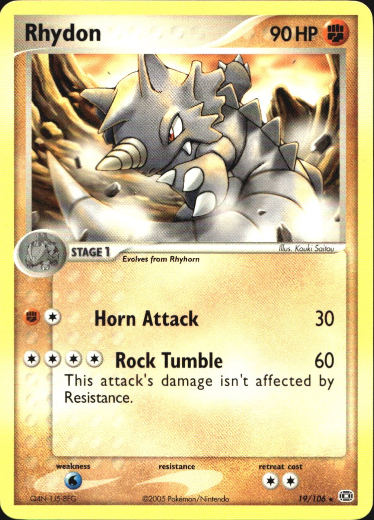 Rhydon 19/106 Rare Emerald Pokemon Near Mint