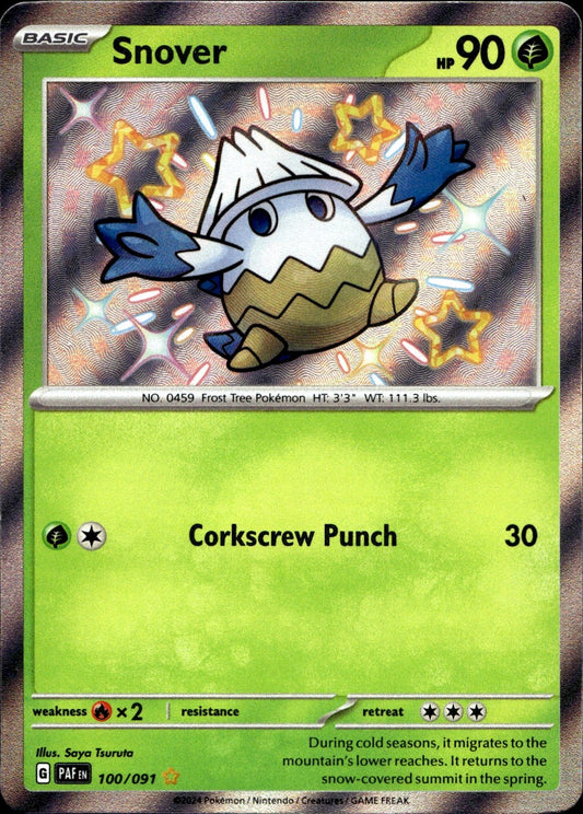 Snover 100/091 Shiny Rare Paldean Fates Pokemon Near Mint