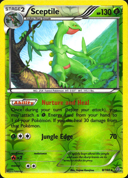 Sceptile 8/160 Rare Primal Clash Pokemon Reverse Holo Near Mint
