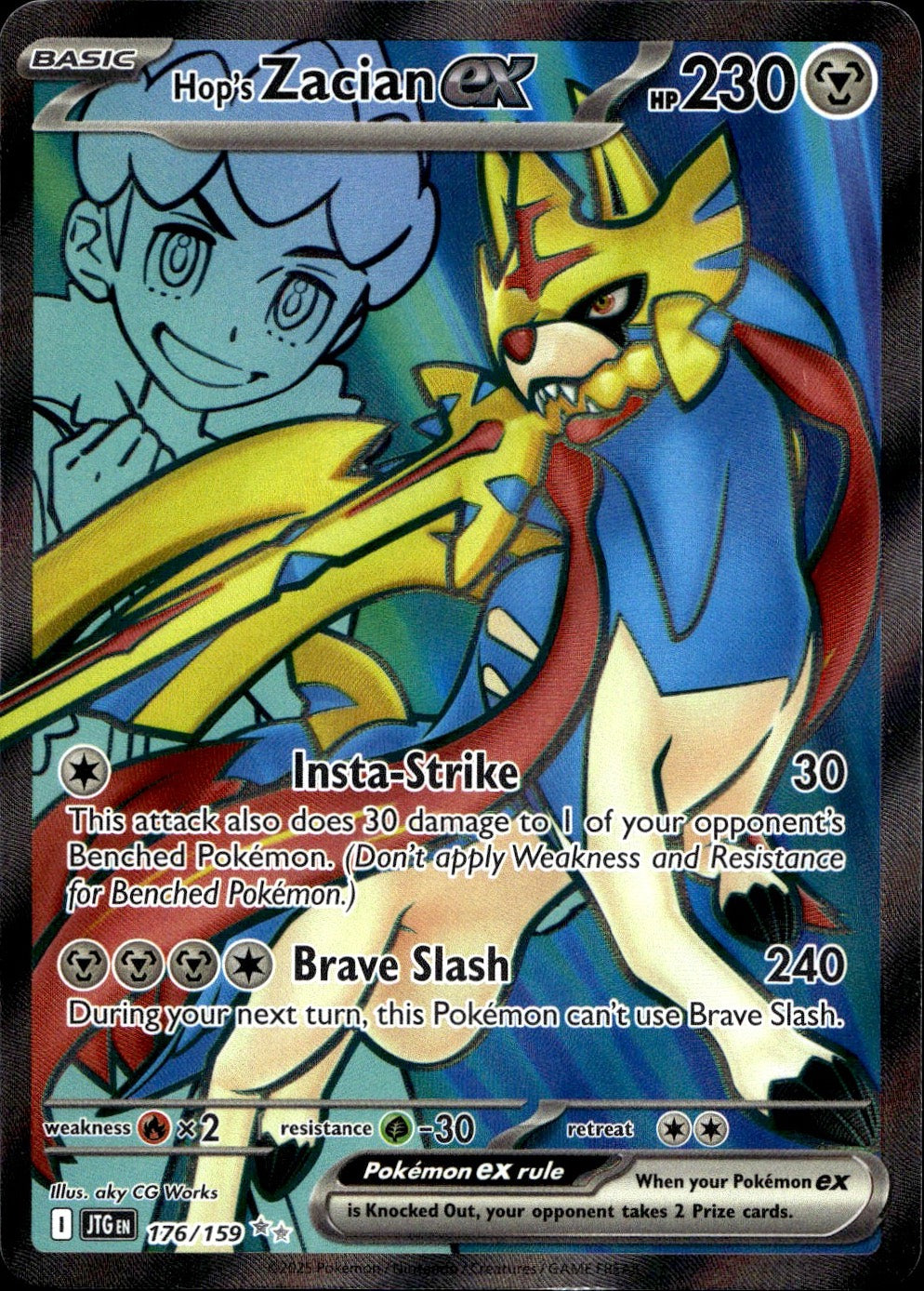 Hop's Zacian ex 176/159 Ultra Rare Journey Together Pokemon Near Mint