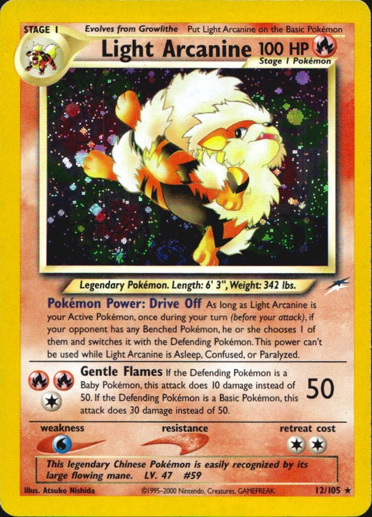 Light Arcanine 12/105 Holo Rare Neo Destiny Pokemon Near Mint