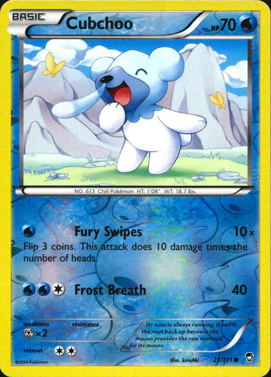Cubchoo 21/111 Common Furious Fists Pokemon Reverse Holo Near Mint
