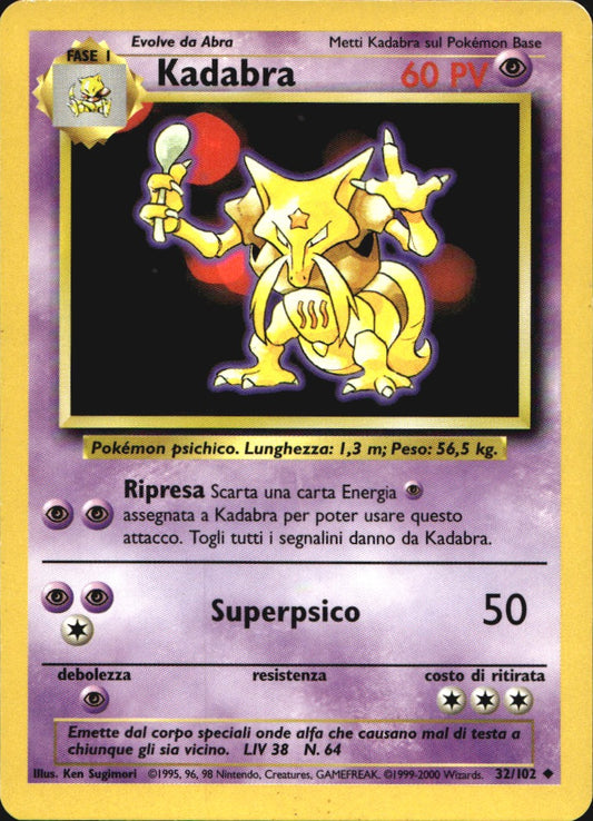 Kadabra 32/102 Uncommon Base Set Pokemon Near Mint