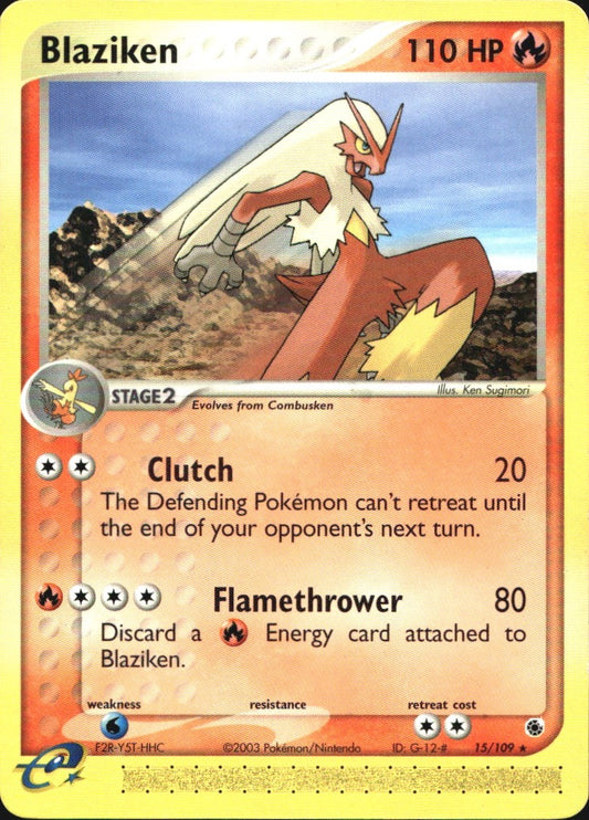 Blaziken 15/109 Rare Ruby & Sapphire Pokemon Near Mint