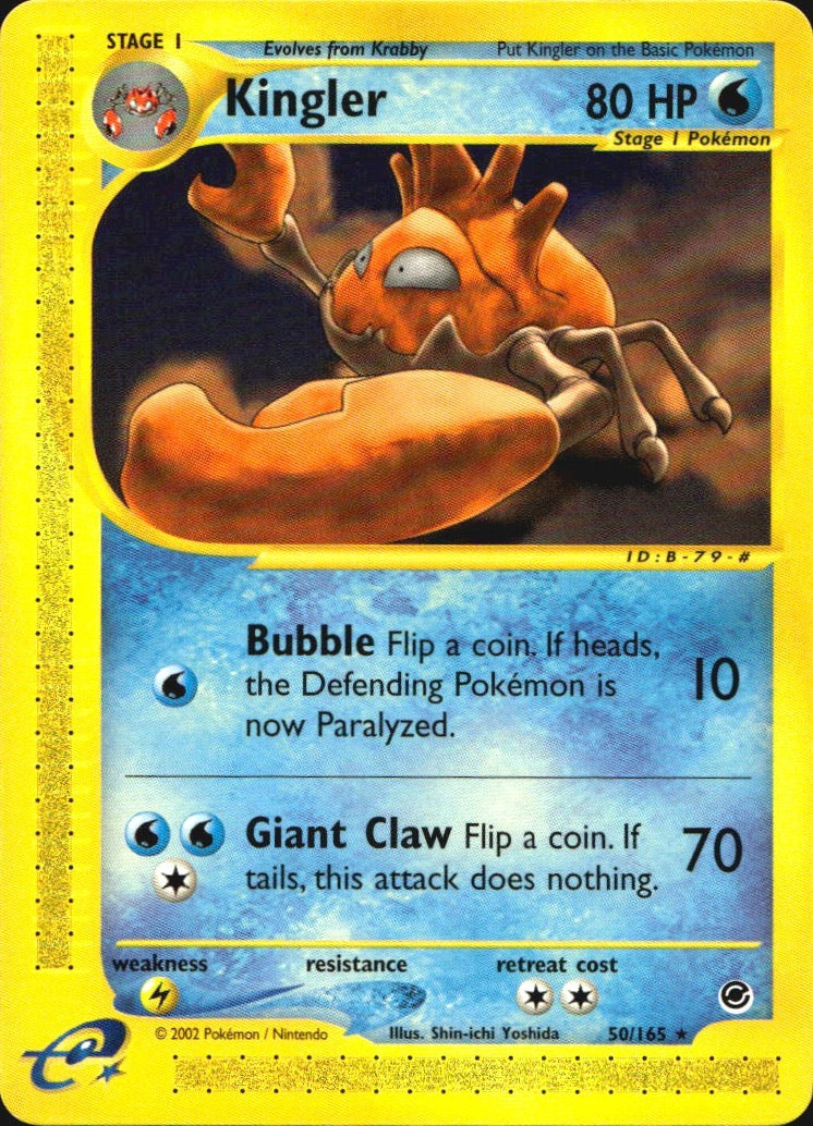 Kingler 50/165 Rare Expedition Base Set Pokemon Near Mint