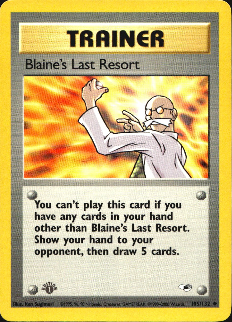 Blaine's Last Resort 105/132 Uncommon Gym Heroes Pokemon 1st Edition Near Mint