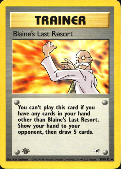 Blaine's Last Resort 105/132 Uncommon Gym Heroes Pokemon 1st Edition Near Mint