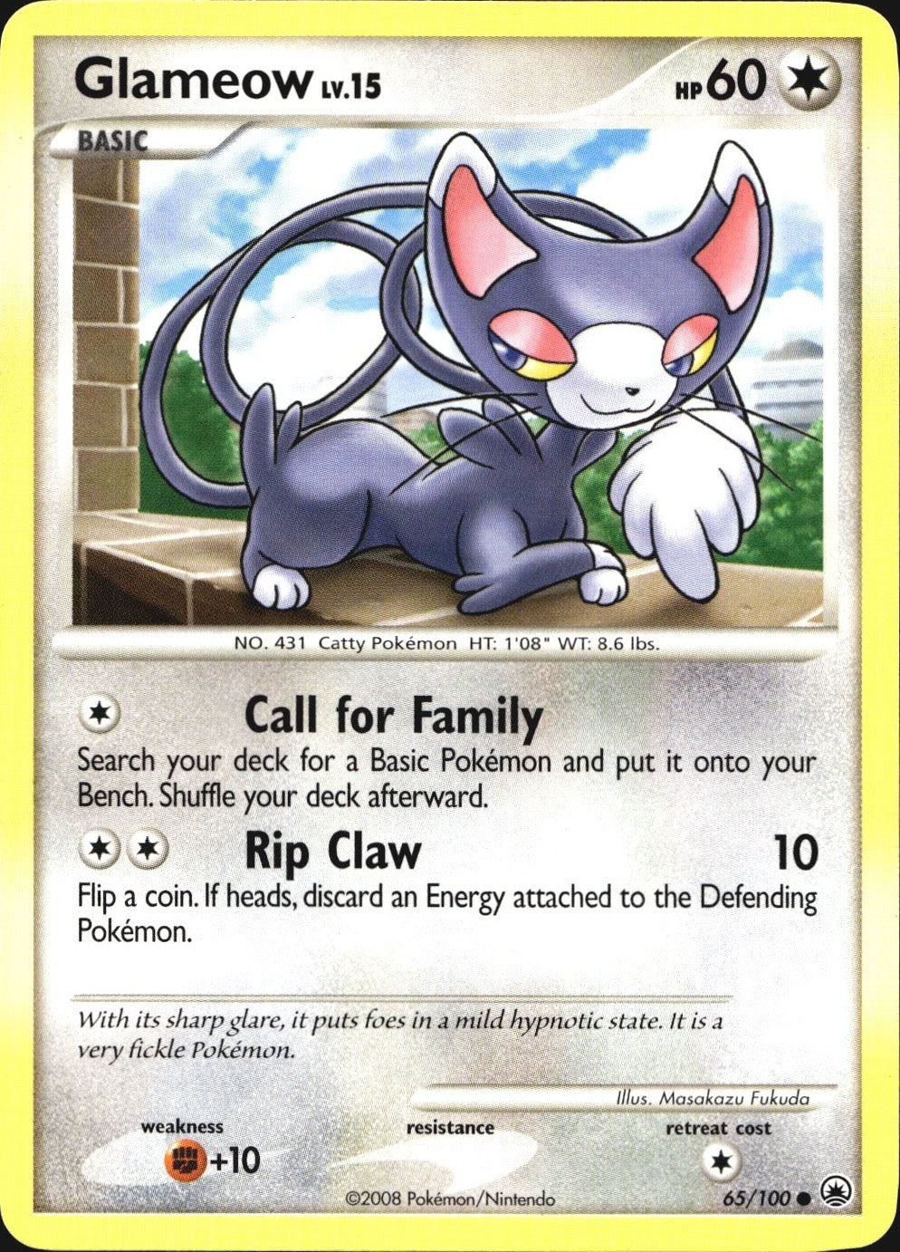 Glameow 65/100 Common Majestic Dawn Pokemon Near Mint