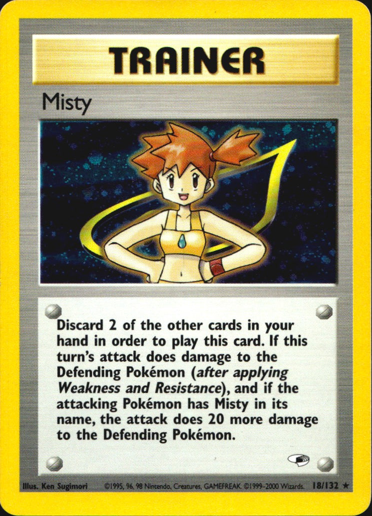 Misty 18/132 Holo Rare Gym Heroes Pokemon Moderately Played