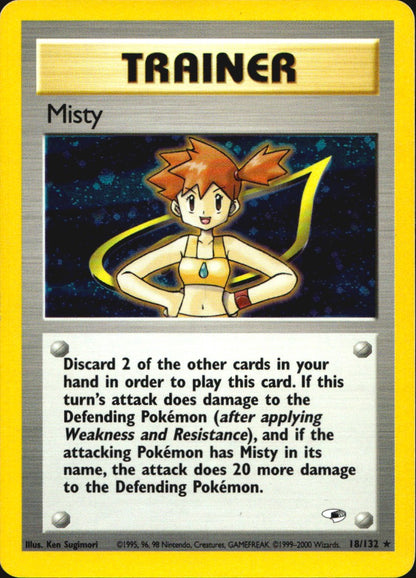 Misty 18/132 Holo Rare Gym Heroes Pokemon Moderately Played