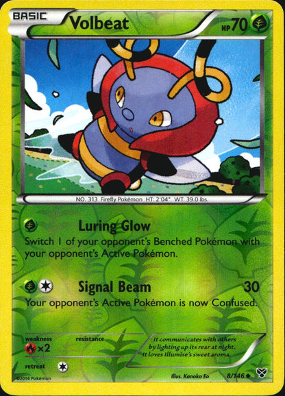 Volbeat 8/146 Uncommon XY Pokemon Reverse Holo Near Mint