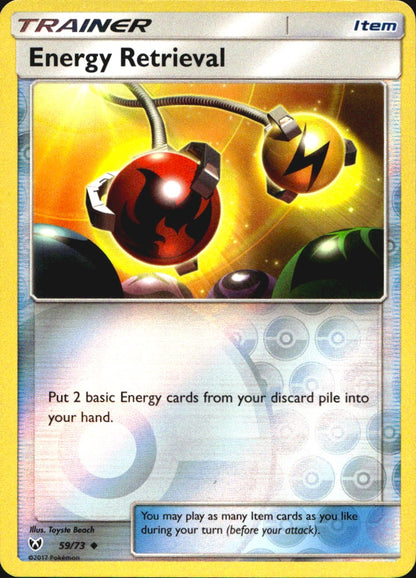 Energy Retrieval 59/73 Uncommon Shining Legends Pokemon Reverse Holo Near Mint