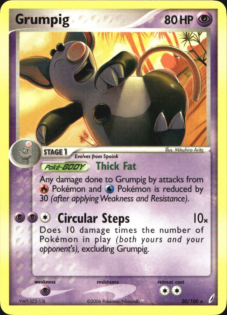 Grumpig 20/100 Rare Crystal Guardians Pokemon Near Mint