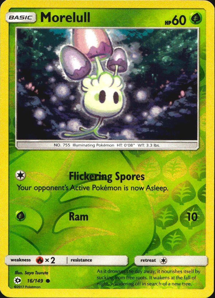 Morelull 16/149 Common Sun & Moon Pokemon Reverse Holo Near Mint