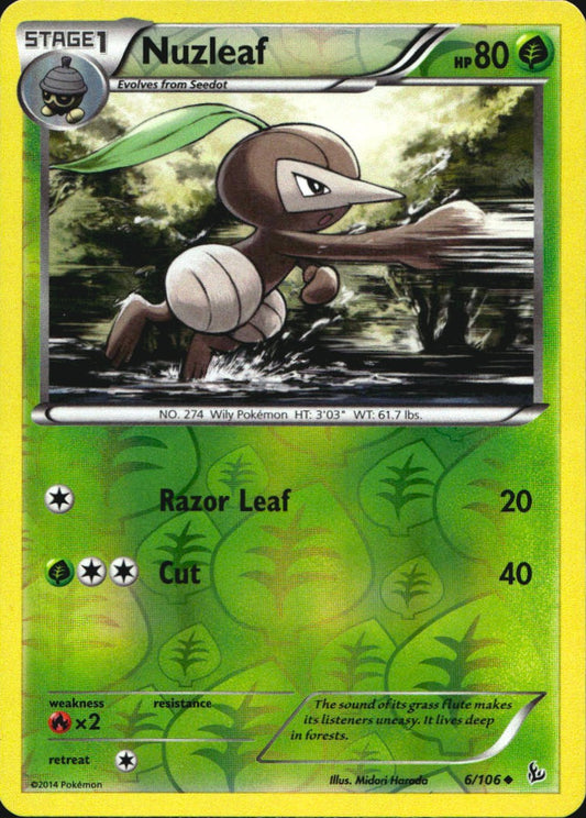 Nuzleaf 6/106 Uncommon Flashfire Pokemon Reverse Holo Near Mint