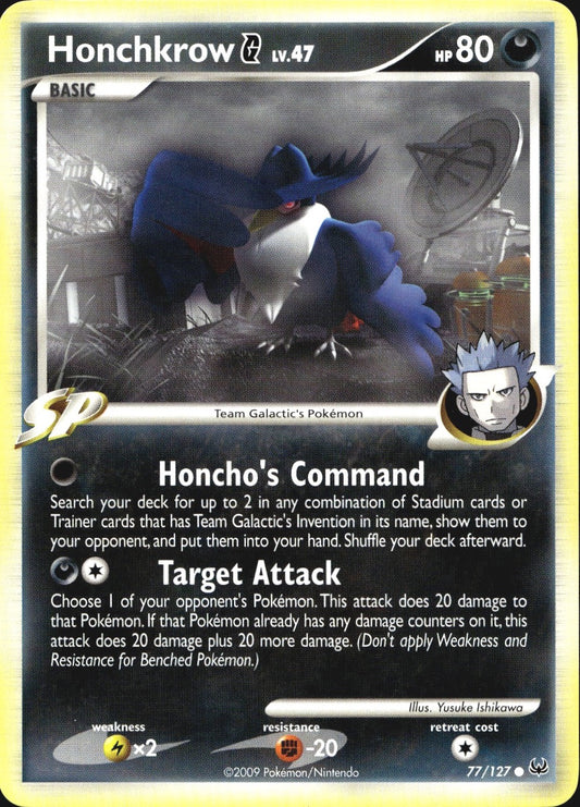 Honchkrow G 77/127 Common Platinum Pokemon Near Mint