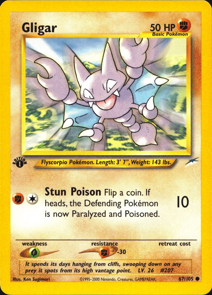 Gligar 67/105 Common Neo Destiny Pokemon 1st Edition Near Mint