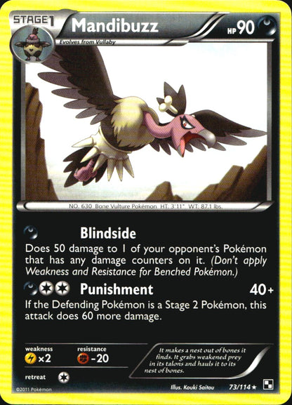 Mandibuzz 73/114 Rare Black & White Pokemon Near Mint