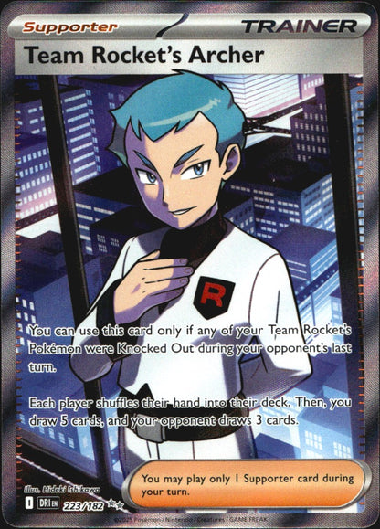 Team Rocket's Archer 223/182 Ultra Rare Destined Rivals Pokemon Near Mint