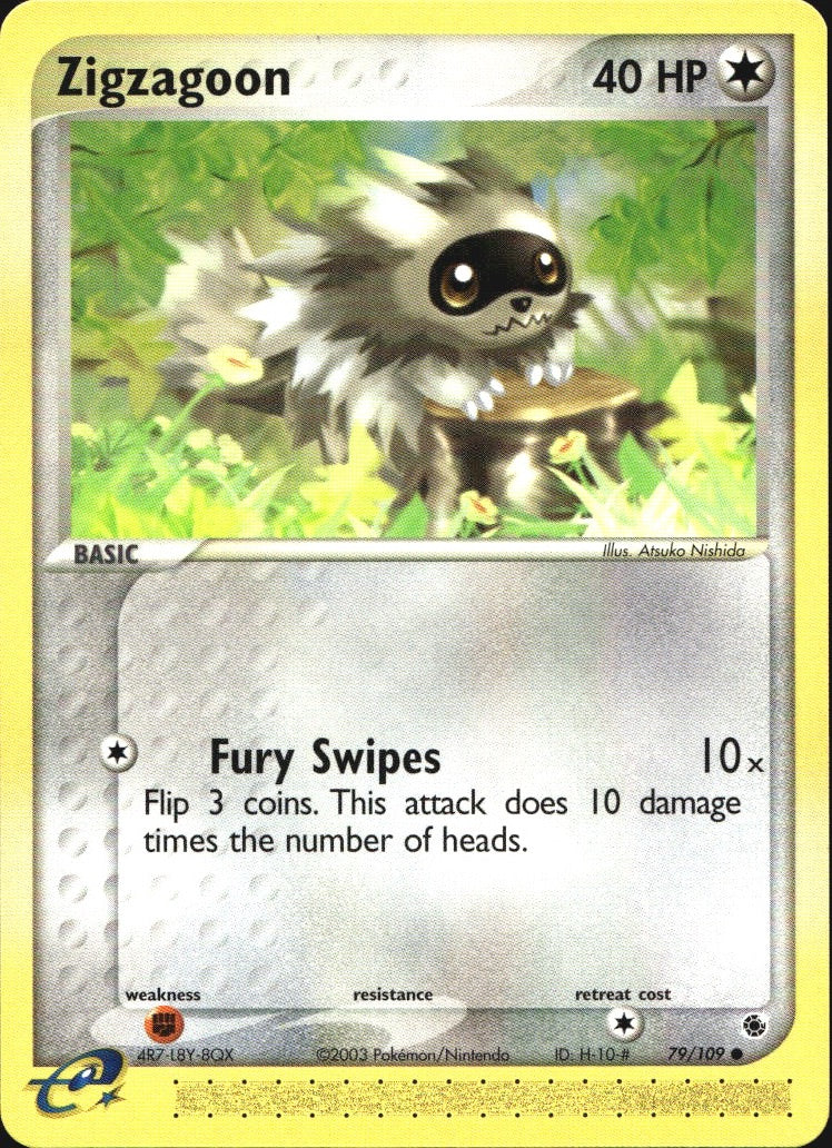 Zigzagoon 79/109 Common Ruby & Sapphire Pokemon Near Mint