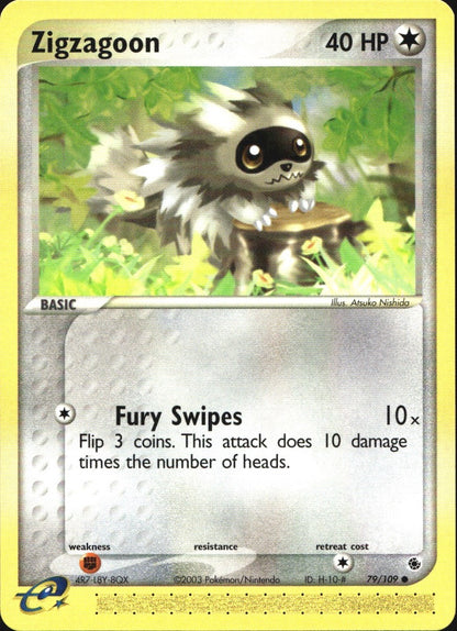 Zigzagoon 79/109 Common Ruby & Sapphire Pokemon Near Mint