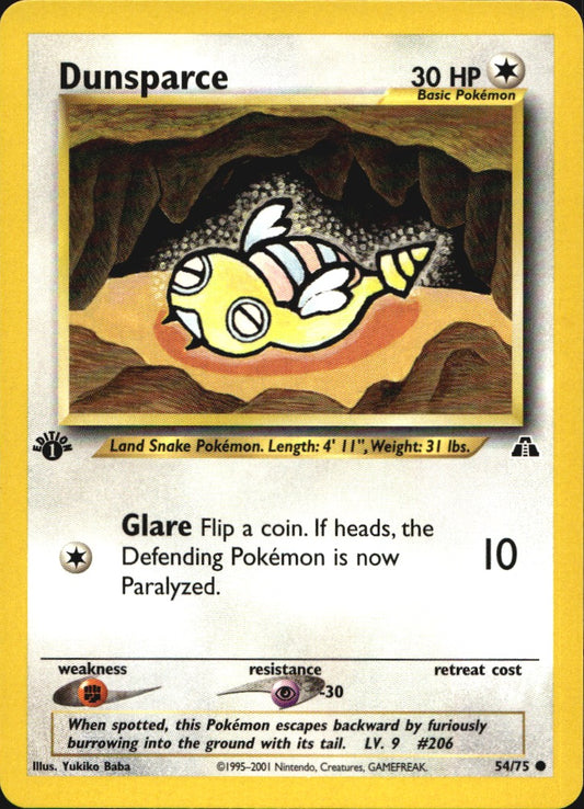 Dunsparce 54/75 Common Neo Discovery Pokemon 1st Edition Near Mint
