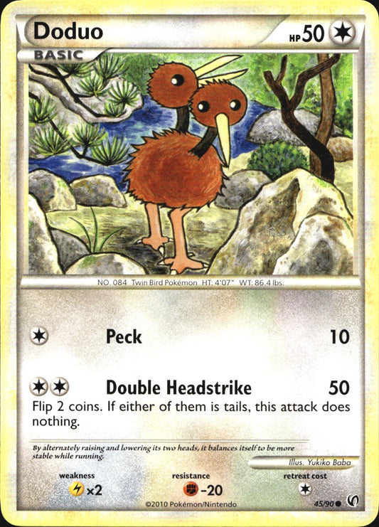 Doduo 45/90 Common HGSS Undaunted Pokemon Near Mint