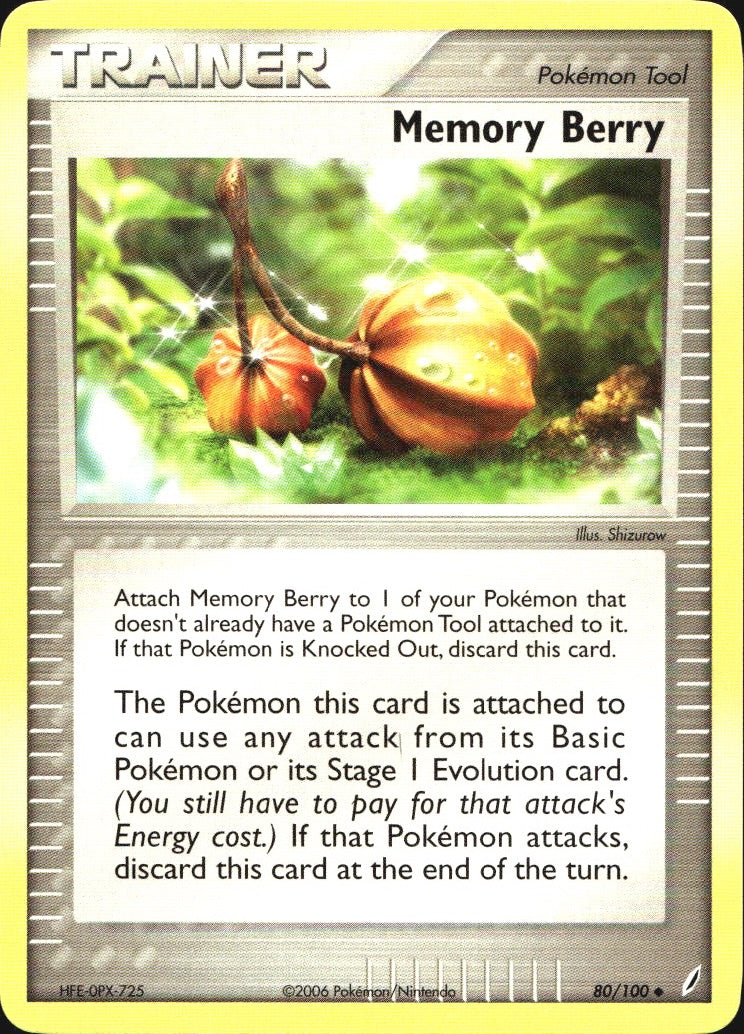 Memory Berry 80/100 Uncommon Crystal Guardians Pokemon Near Mint